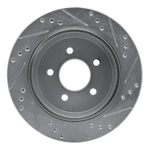 Ford Crown Victoria Brake Rotor (1) - Rear Left - R1 Concepts - Drilled & Slotted - Silver - `03-`11